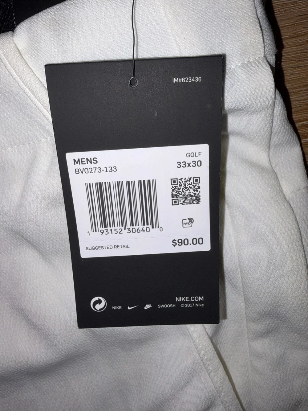 Nike Golf Dri-FIT Slim Fit Pants Men’s 33x30 White/Cream New With Defects